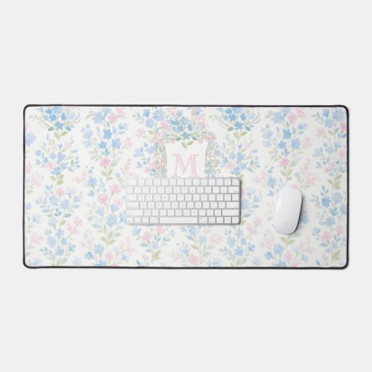 Elegant Floral Monogram Bureaumat (Keyboard & Muis)
