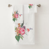 Elegant Floral Monogram Chic kleurful Bad Handdoek (Insitu)