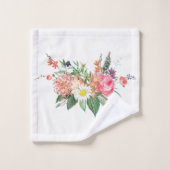 Elegant Floral Monogram Chic kleurful Bad Handdoek (Wasdoekje)