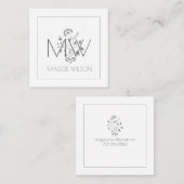 Elegant Floral Monogram Contactkaartje (Voorkant / Achterkant)