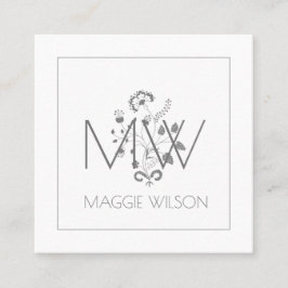 Elegant Floral Monogram Contactkaartje