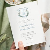  Elegant Floral Monogram Crest Formal  Wedding Kaart