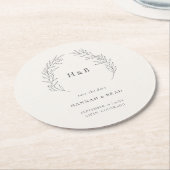 Elegant Floral Monogram Crest Wedding Save the Da Ronde Kartonnen Onderzetter (Gebogen)
