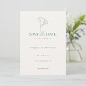 Elegant Floral Monogram Emerald Wedding Save The Date (Staand voorkant)