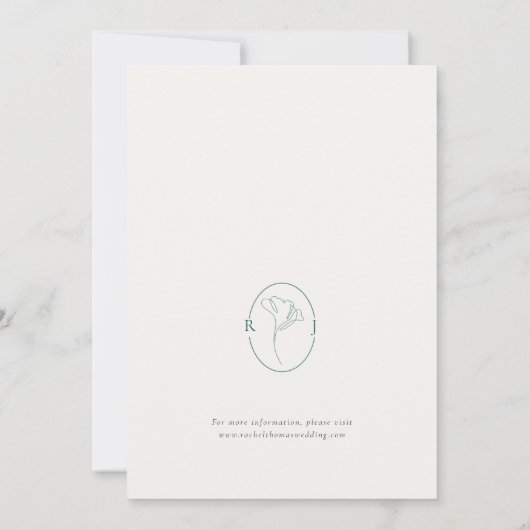 Elegant Floral Monogram Emerald Wedding Save The Date (Achterkant)