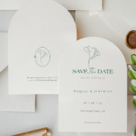 Elegant Floral Monogram Emerald Wedding  Save The Date