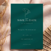 Elegant Floral Monogram Emerald Wedding  Save The Date