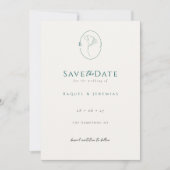 Elegant Floral Monogram Emerald Wedding Save The Date (Voorkant)