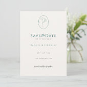 Elegant Floral Monogram Emerald Wedding Save The Date (Staand voorkant)