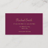 Elegant  Floral Monogram Gold en Paars Visitekaartje (Achterkant)