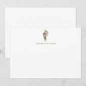 Elegant Floral Monogram Gold Letter I Note Kaart Notitiekaartje (Voorkant / Achterkant)