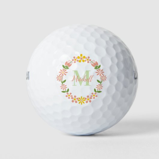Elegant Floral Monogram Golfballen (Voorkant)