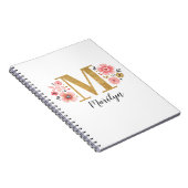 Elegant Floral Monogram Initiaal Naam Notitieboek (Rechterzijde)