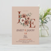 Elegant Floral Monogram Invitation Kaart (Staand voorkant)