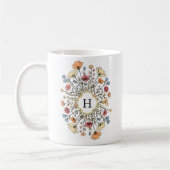 Elegant Floral Monogram Koffiemok (Links)