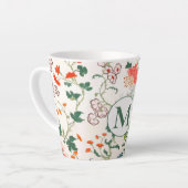 Elegant Floral Monogram Latte Mok (Linkerhoek)