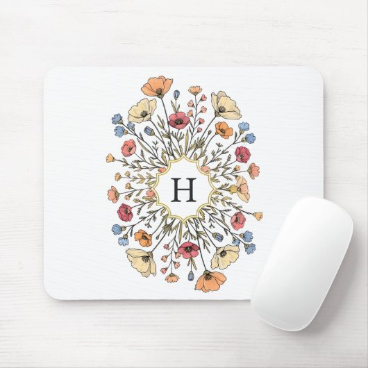 Elegant Floral Monogram Mouse Pad Muismat (Met muis)