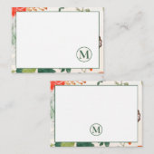 Elegant Floral Monogram Notitiekaartje (Voorkant / Achterkant)