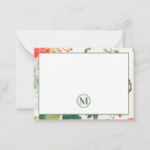 Elegant Floral Monogram Notitiekaartje (Achterkant)