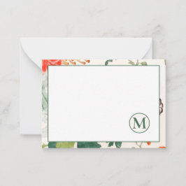 Elegant Floral Monogram Notitiekaartje