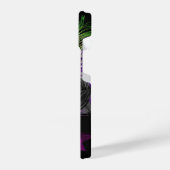 Elegant Floral Monogram Peacock Feather Glitter iPhone Hoesje (Linkerkant)