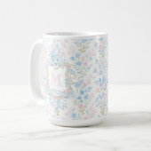 Elegant Floral Monogram Personalized Mug Koffiemok (Voorkant links)