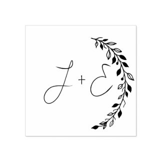 Elegant Floral Monogram Rubber Stempel