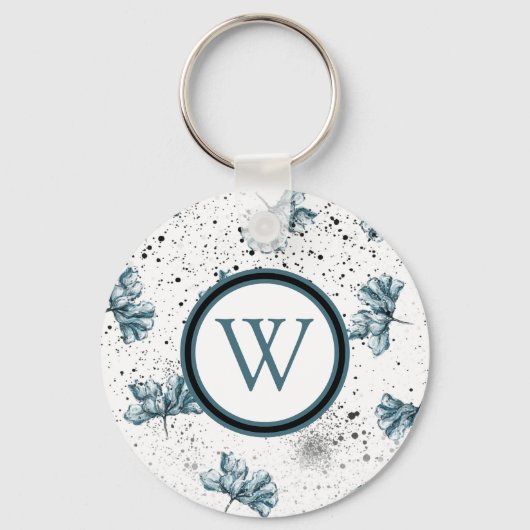 Elegant Floral Monogram Sleutelhanger (Voorkant)