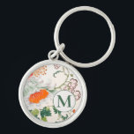 Elegant Floral Monogram Sleutelhanger<br><div class="desc">Het elegante florale monogram ontwerp is voorzien van een stijlvol floreel patroon met aangepast monogram initiaal.</div>