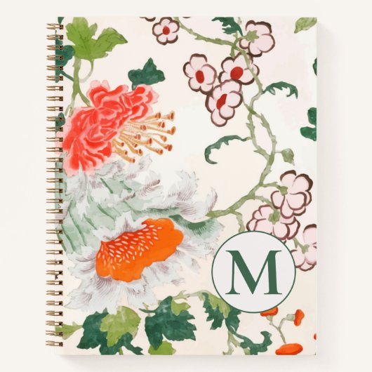 Elegant Floral Monogram Spiral Notitieboek (Voorkant)