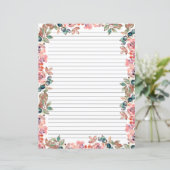 Elegant Floral Monogram Stationery Paper (Staand voorkant)