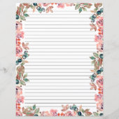 Elegant Floral Monogram Stationery Paper (Voorkant)