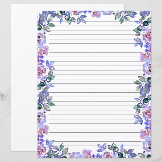 Elegant Floral Monogram Stationery Paper (Voorkant / Achterkant)