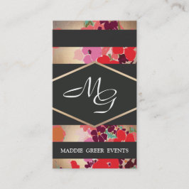 Elegant  Floral Monogram Visitekaartje