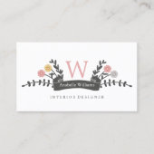 Elegant  Floral Monogram Visitekaartje (Voorkant)