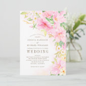 Elegant Floral Monogram Waterverf Botanische Roze Kaart (Staand voorkant)