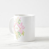 Elegant Floral Monogram Waterverf Roze bruiloft Koffiemok (Voorkant links)