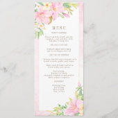Elegant Floral Monogram Waterverf Roze bruiloft Menu (Voorkant)