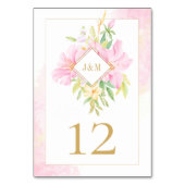Elegant Floral Monogram Waterverf Roze Groen Kaart (Achterkant)