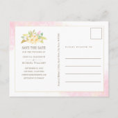Elegant Floral Monogram Waterverf sparen de Datum Uitnodiging Briefkaart (Achterkant)