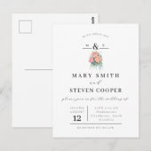 Elegant Floral Monogram Weddenschap Briefkaart (Voorkant / Achterkant)