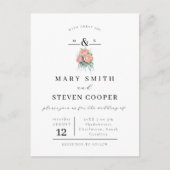 Elegant Floral Monogram Weddenschap Briefkaart (Voorkant)