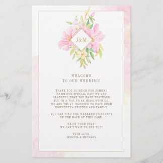 Elegant Floral Monogram Weddenschap Welkomstreisro