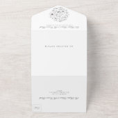 Elegant Floral Monogram Wedding All In One Uitnodiging (Buitenkant)
