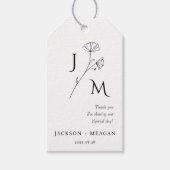 Elegant Floral Monogram Wedding Cadeaulabel (Voorkant)