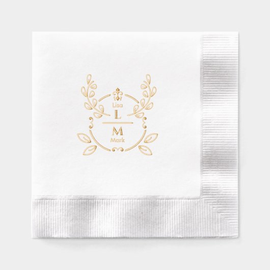 Elegant Floral Monogram Wedding Folie Servetten (Voorkant)