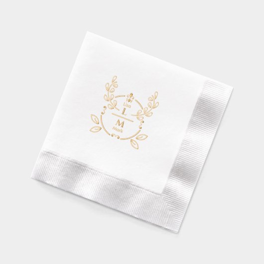 Elegant Floral Monogram Wedding Folie Servetten (Links)