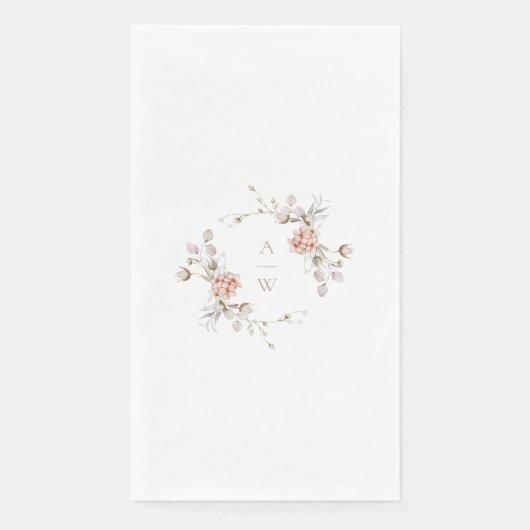 Elegant Floral Monogram Wedding Guest Towel Servet (Voorkant)