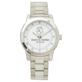  Elegant Floral Monogram Wedding Horloge (Voorkant)