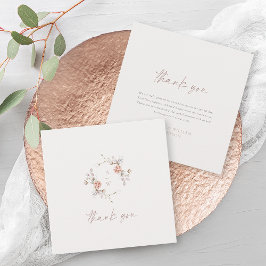 Elegant Floral Monogram Wedding Thank You Card Bedankkaart